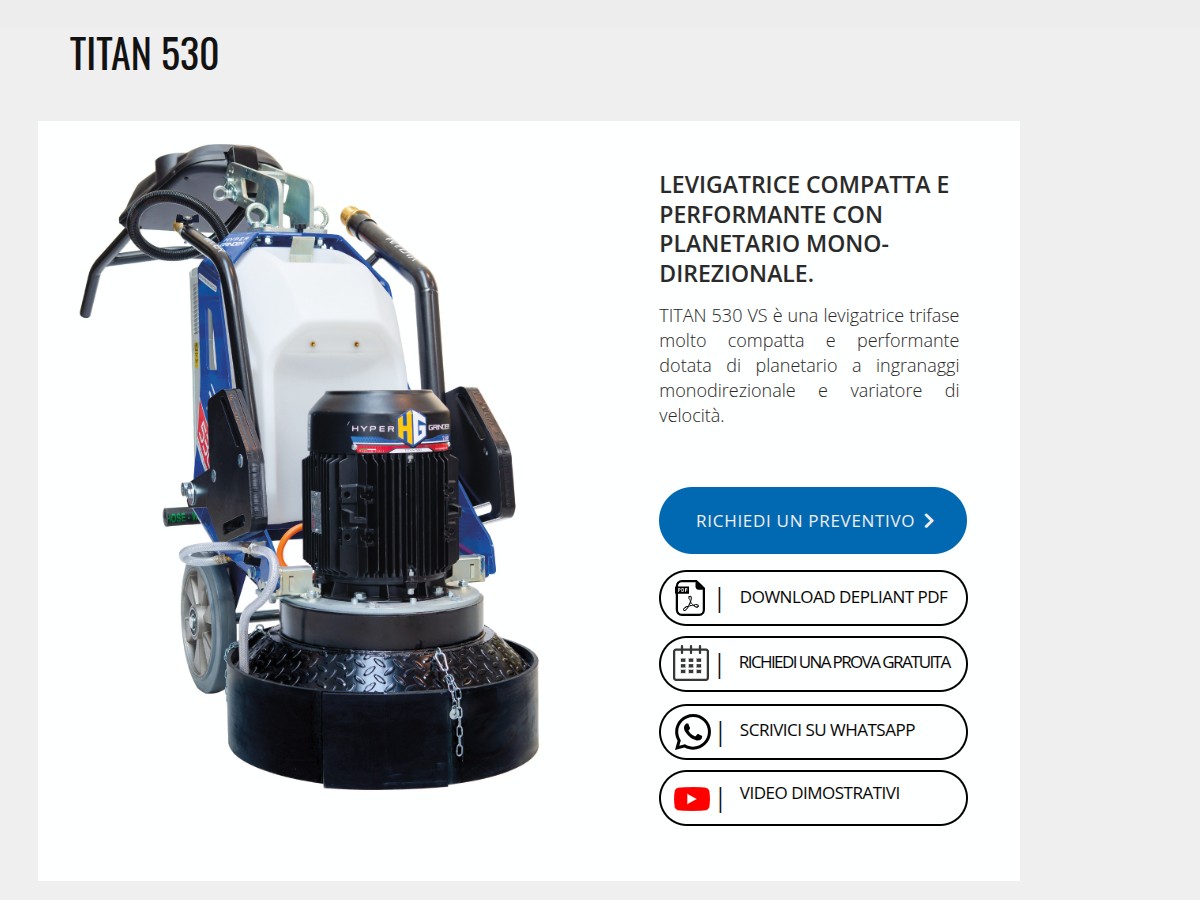 Levigatrice per pavimenti professionali Hyper Grinder TITAN : potenza e precisione per grandi superfici